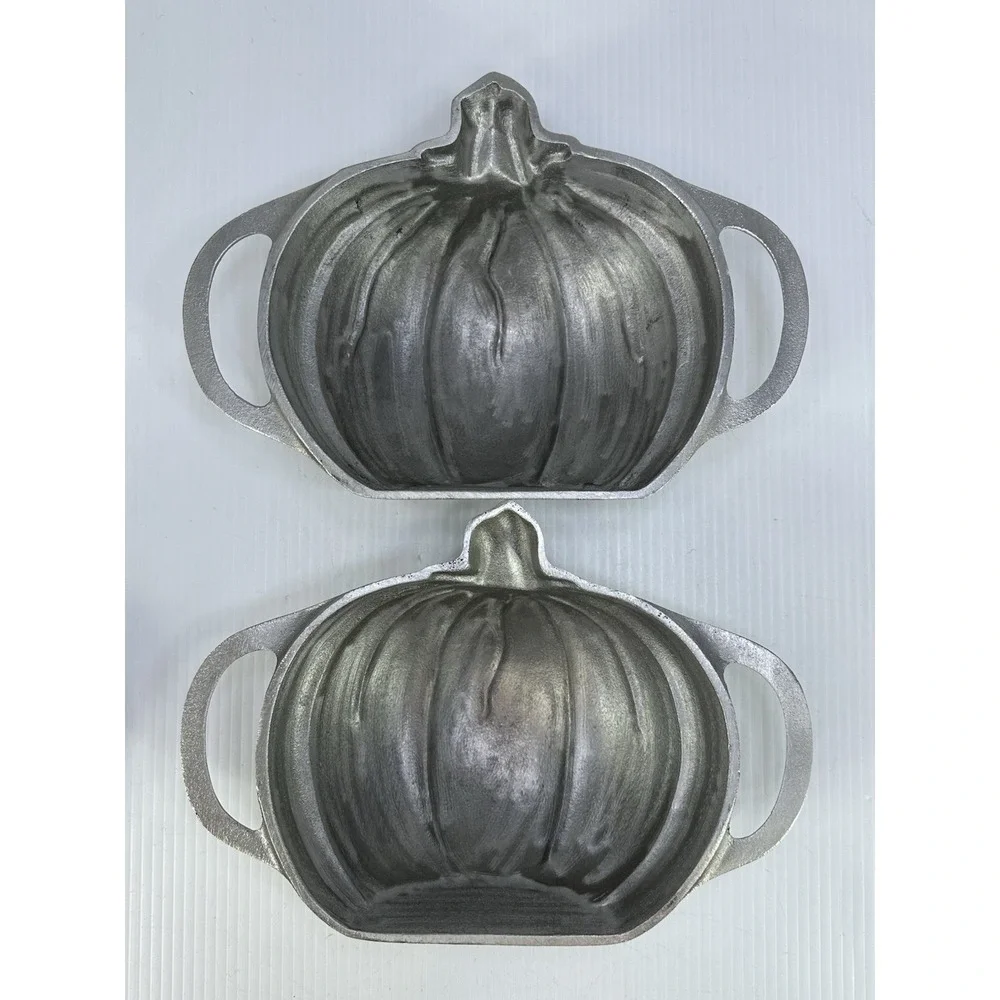 Martha Stewart by Mail 3D 2 pc Pumpkin Cake Pan Mold Heavy Cast Aluminum